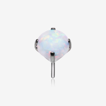 Implant Grade Titanium OneFit Threadless Prong Set Fire Opal Top Part-White Opal